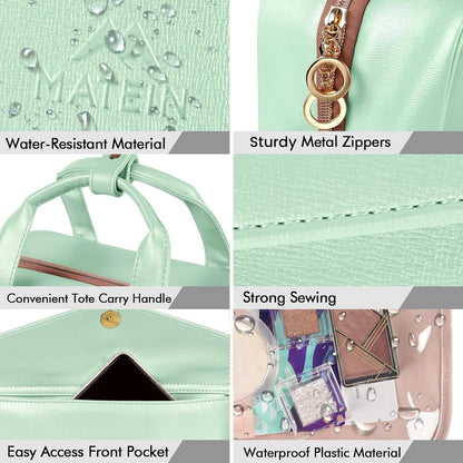 Travel Toiletry Bag for Women, Hanging Makeup Bag with Swivel Hook, Large Waterproof Cosmetic Bag Travel Organizer TSA Approved Full Sized Container for Toiletries, Cosmetics, Accessories, Mint Green