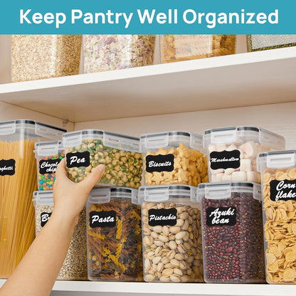 Vtopmart Airtight Food Storage Containers Set with Lids, 15pcs BPA Free Plastic Dry Food Canisters for Kitchen Pantry Organization and Storage, Dishwasher safe,Include 24 Labels