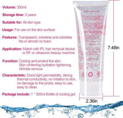300ML Cooling Gel for Laser Hair Removal Device and Radio Frequency Facial Body Skin Care Machine for Women and Men