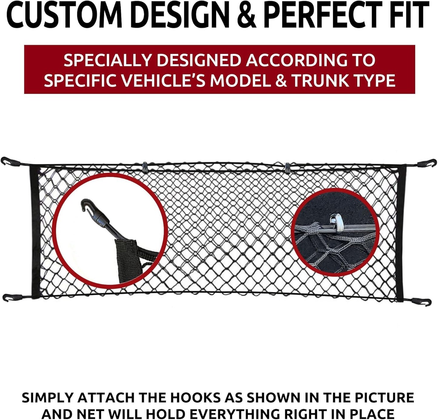 Envelope Style Trunk Mesh Backseat Cargo Net for Toyota RAV4 2019-2023 | Automotive Interior Accessories | Premium Car Trunk Storage Organizers | Cargo Net for SUV Smart | Vehicle Storage Organizer