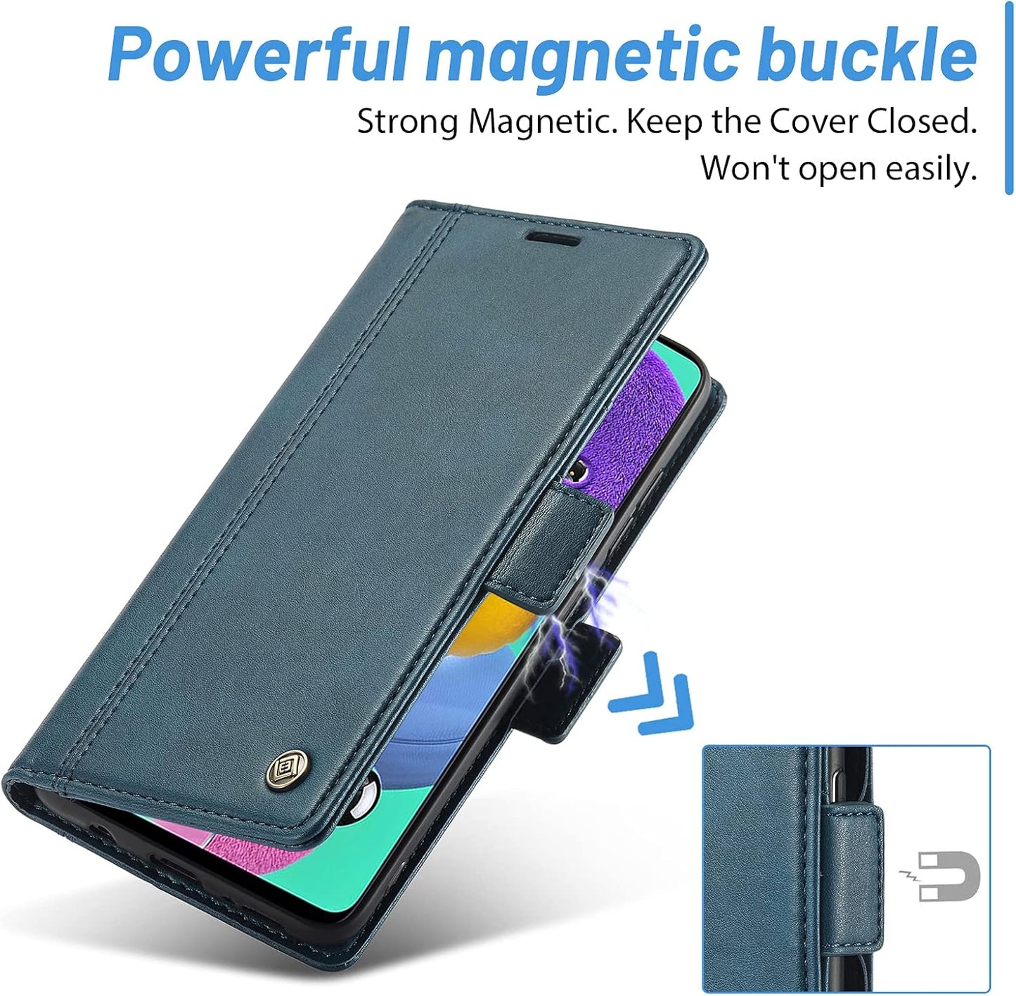 GoshukunTech for Samsung Galaxy A51 Case,for Galaxy A51 Wallet Case,Flip Leather Wallet Cover with Card Holder Cash Pocket Magnetic Closure[ Blue ]