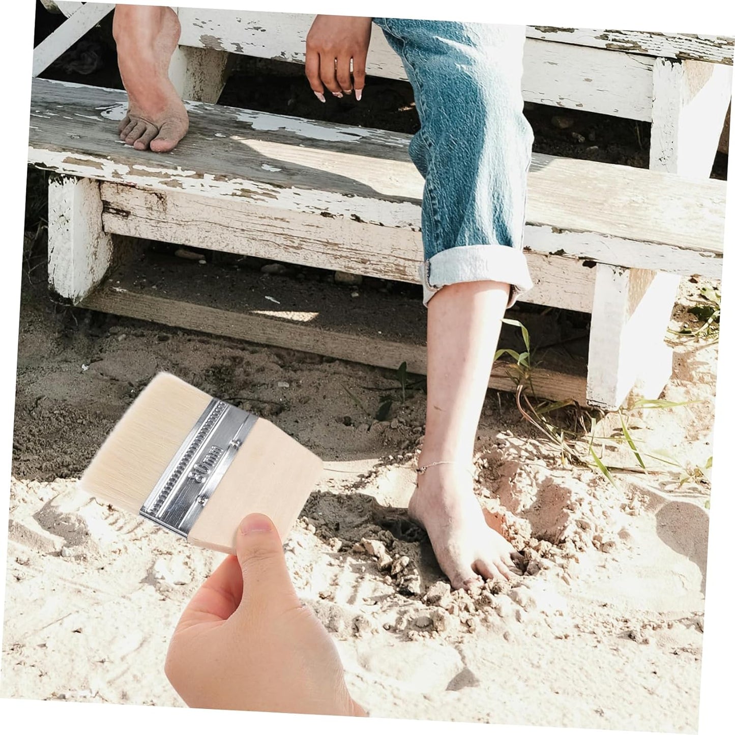 Didiseaon Spazzola Per La Pulizia Della Spiaggia Da Multifunzionale Scrubber Rimuovere Con Piede Dovere Rimozione Sabbia Nome Setola Pennello Morbido Spazzola Di Legno Beige Manico in Legno