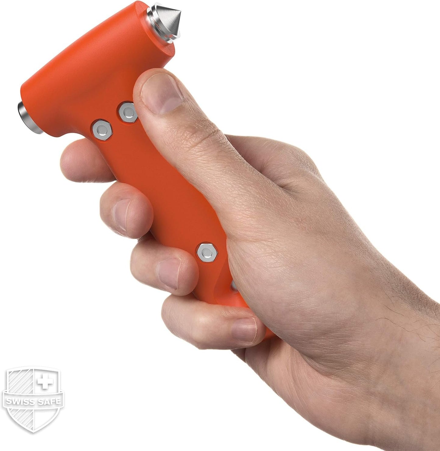 Swiss Safe 5-in-1 Car Safety Hammer: Emergency Escape Tool with Car Window Breaker and Seatbelt Cutter for First Responders and Roadside Safety Kits