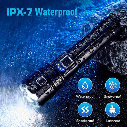 ANKRA Rechargeable Flashlight 990000 High Lumens，Powerful LED Tactical Flashlight XHP70.2 with 5 Modes & Zoomable & IPX7 Waterproof, Brightest Flashlight for Outdoor Camping, Hiking, Home(2 Pack)