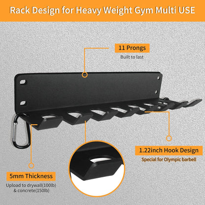Vehcarc Home Gym Storage, Heavy-Duty Barbell Holder, Barbell Storage for Olympic Barbell, Gym Accessories Kettlebells Weight Bar Workout Rack Equipment Fitness Foam Roller Jump Rope Resistance Band