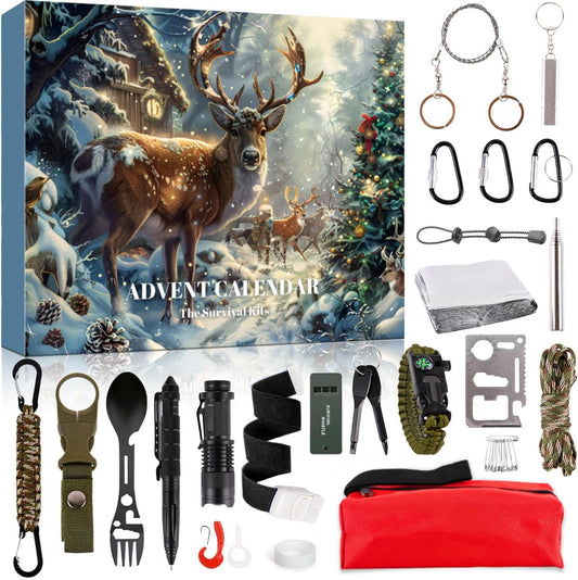 Survival Kit Advent Calendar for Men - Survival Tools Advent Calendar for Adult 24 Days Christmas Countdown Calendar 2024 Xmas Holiday Surprise Gift Outdoor Enthusiasts