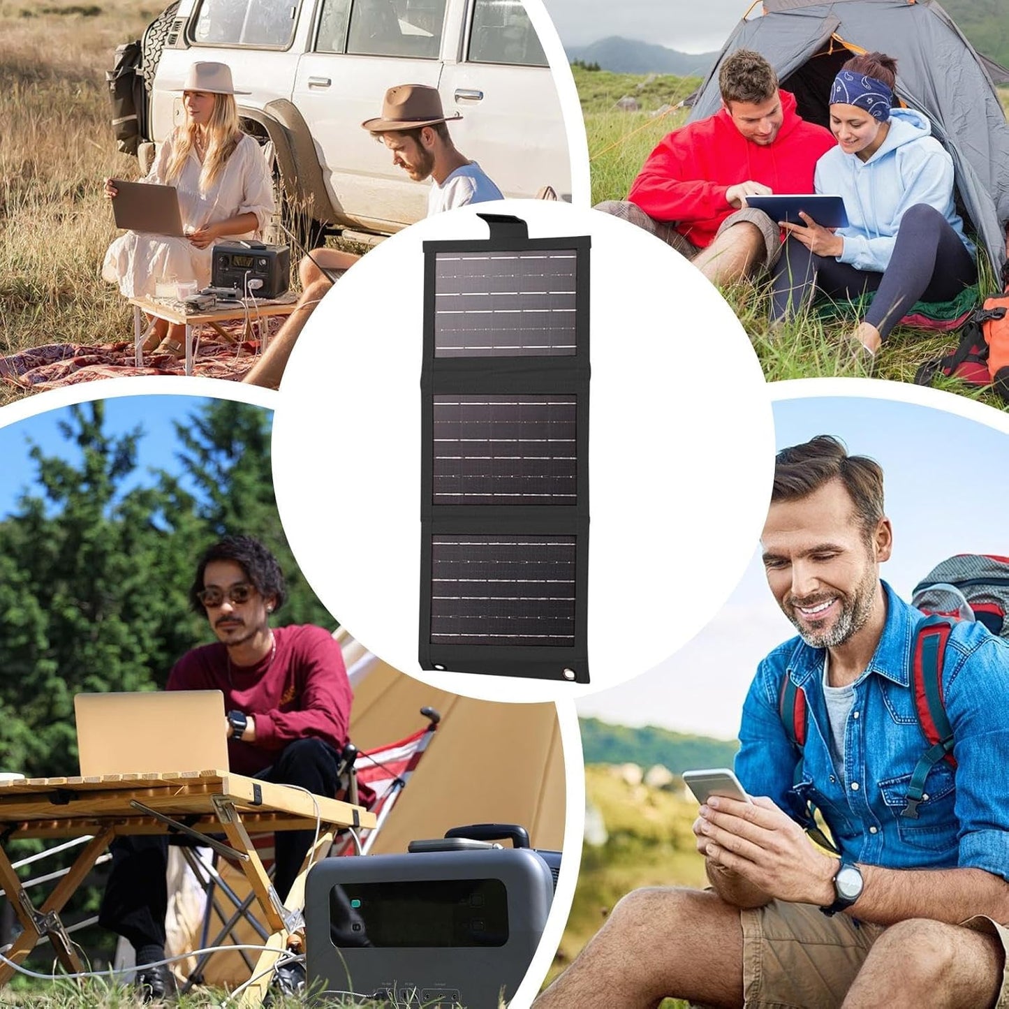 High-Capacity Battery Pack - Foldable Solar Panels Charger | Portable Outdoor Camping Charging Device Portable for Tablets Smartwatches, emrgency powerr Source, High-Capacity Solar Charger for Travel