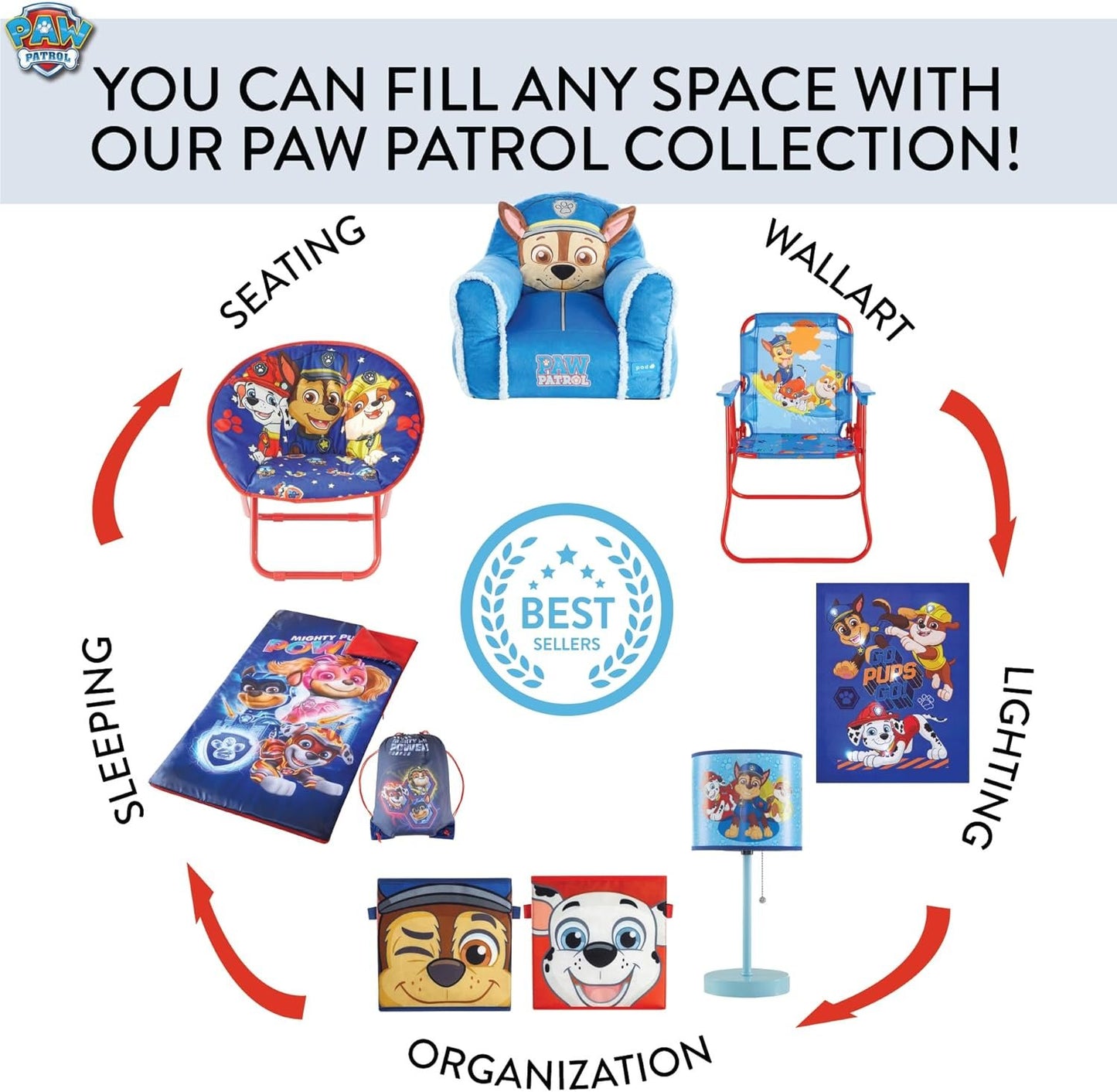 Idea Nuova Nickelodeon Paw Patrol Chase, Marshall and Skye Collapsible Children’s Storage Trunk, Durable with Lid