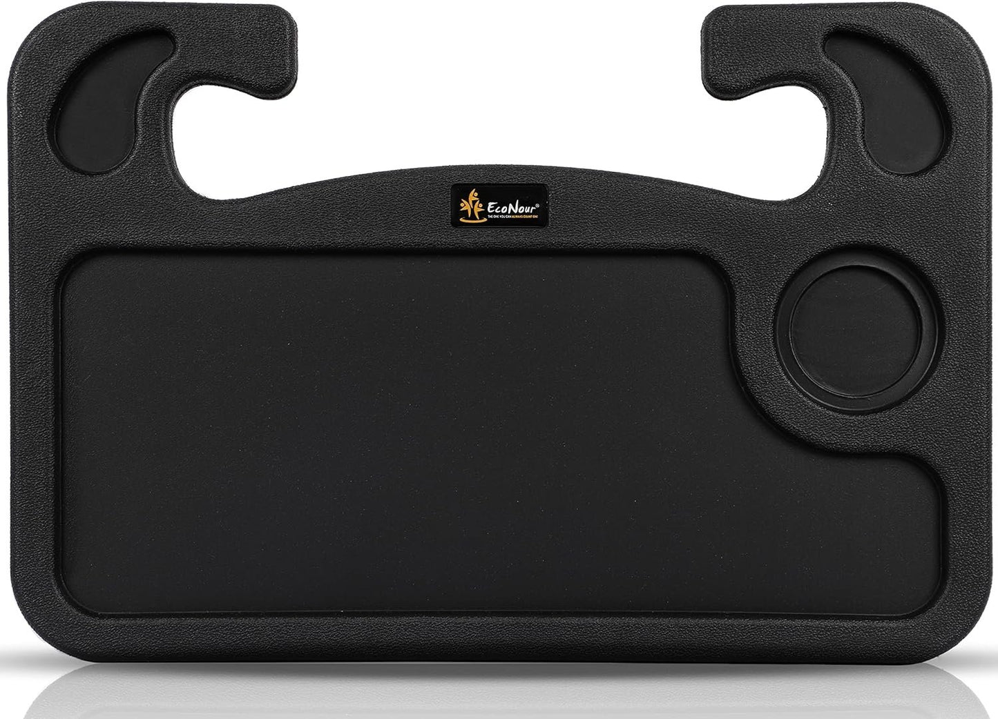 EcoNour 2 in 1 Car Steering Wheel Desk | Steering Wheel Tray for Laptop Car Mount with Pen Holder | Food Tray for Eating with Drinks Holder | Multipurpose Travel Accessories