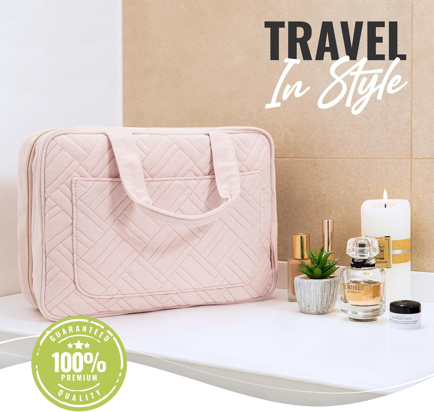 BOACAY Large Hanging Travel Toiletry Bag for Women, Makeup Bag, Bathroom & Shower Organizer Kit for Accessories, Cosmetics, Essentials
