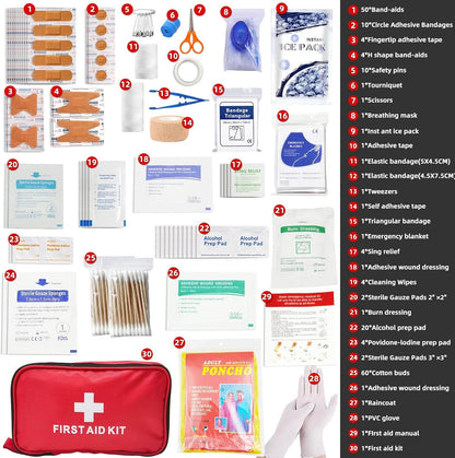 First Aid Kit192 Piece - Mini First Aid Kit Small Soft Shell Medical Kit for Home, Car, Office, Travel, Camping, Sports, Outdoor, School - Emergency First Aid Supplies and Survival Kit.