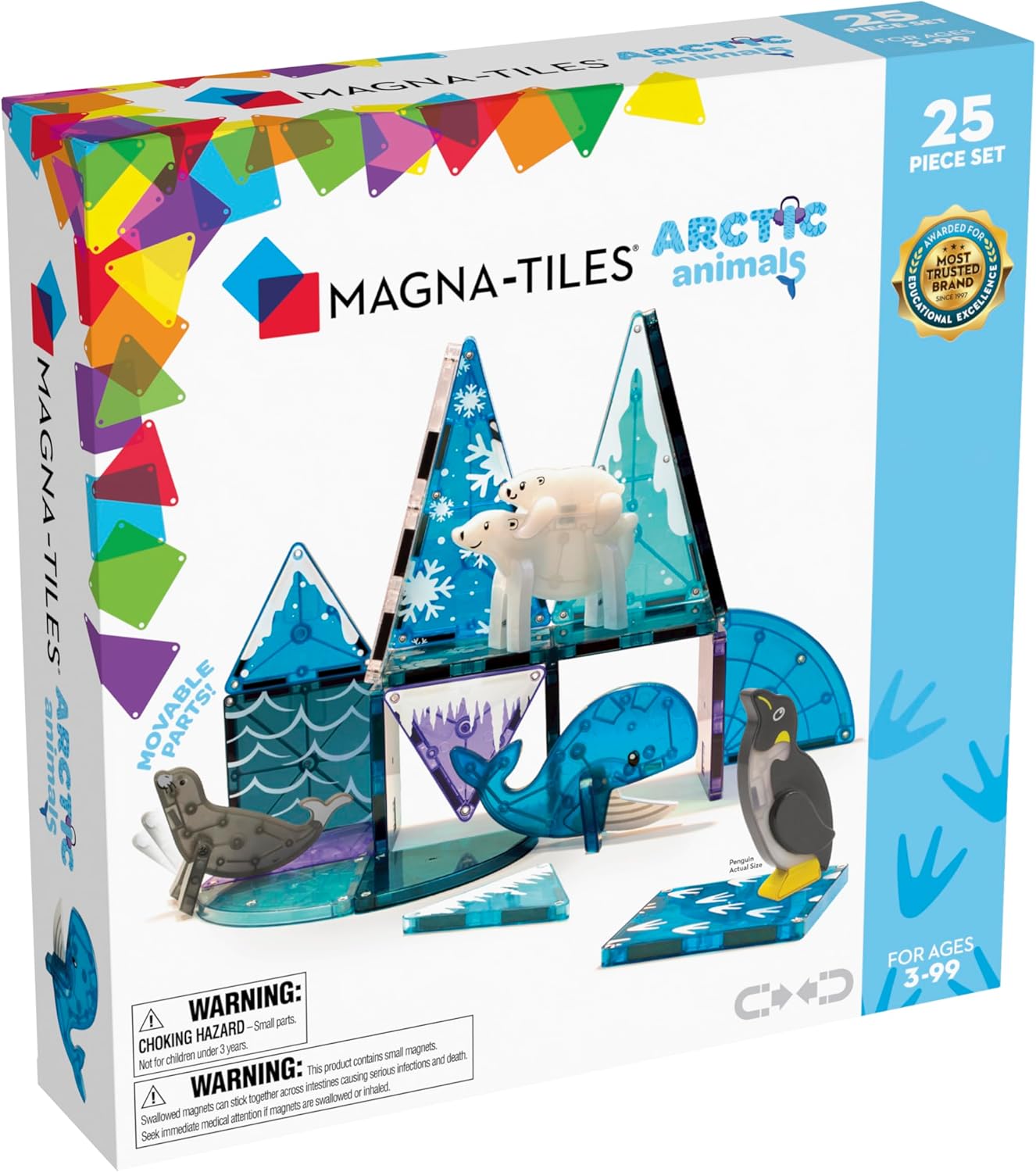 Magna-Tiles Artic Animals 25 Piece Set The Original Magnetic Building Tiles For Creative Open Ended Play, Educational Toys For Children Ages 3 Years + (25 Pieces) (21125)