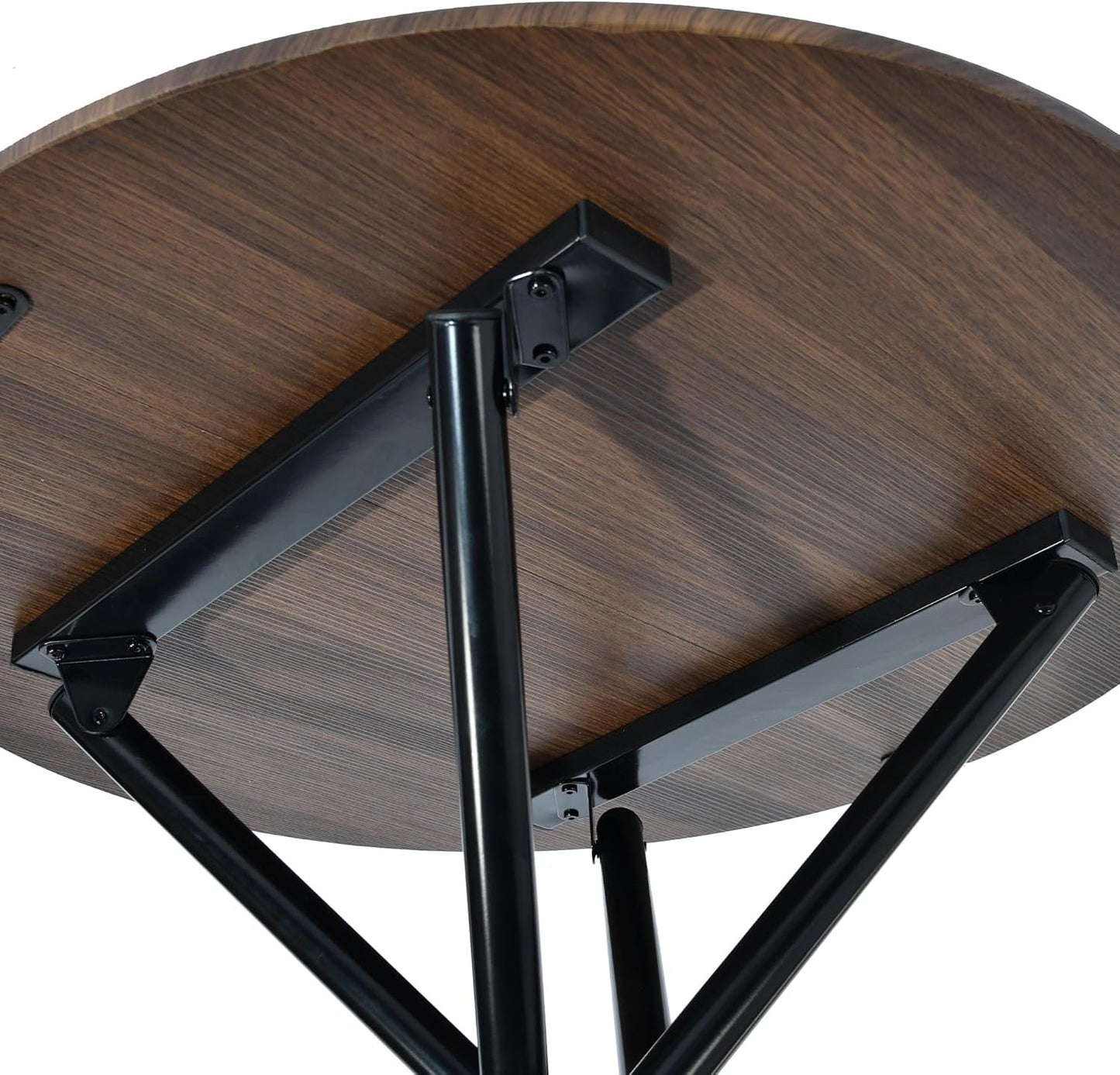 Homy Casa Round Dining Table - 31.5 Inch 2 Person Little Industrial Reception Table with Crossed Leg Support for Dining Room Kitchen, Espresso