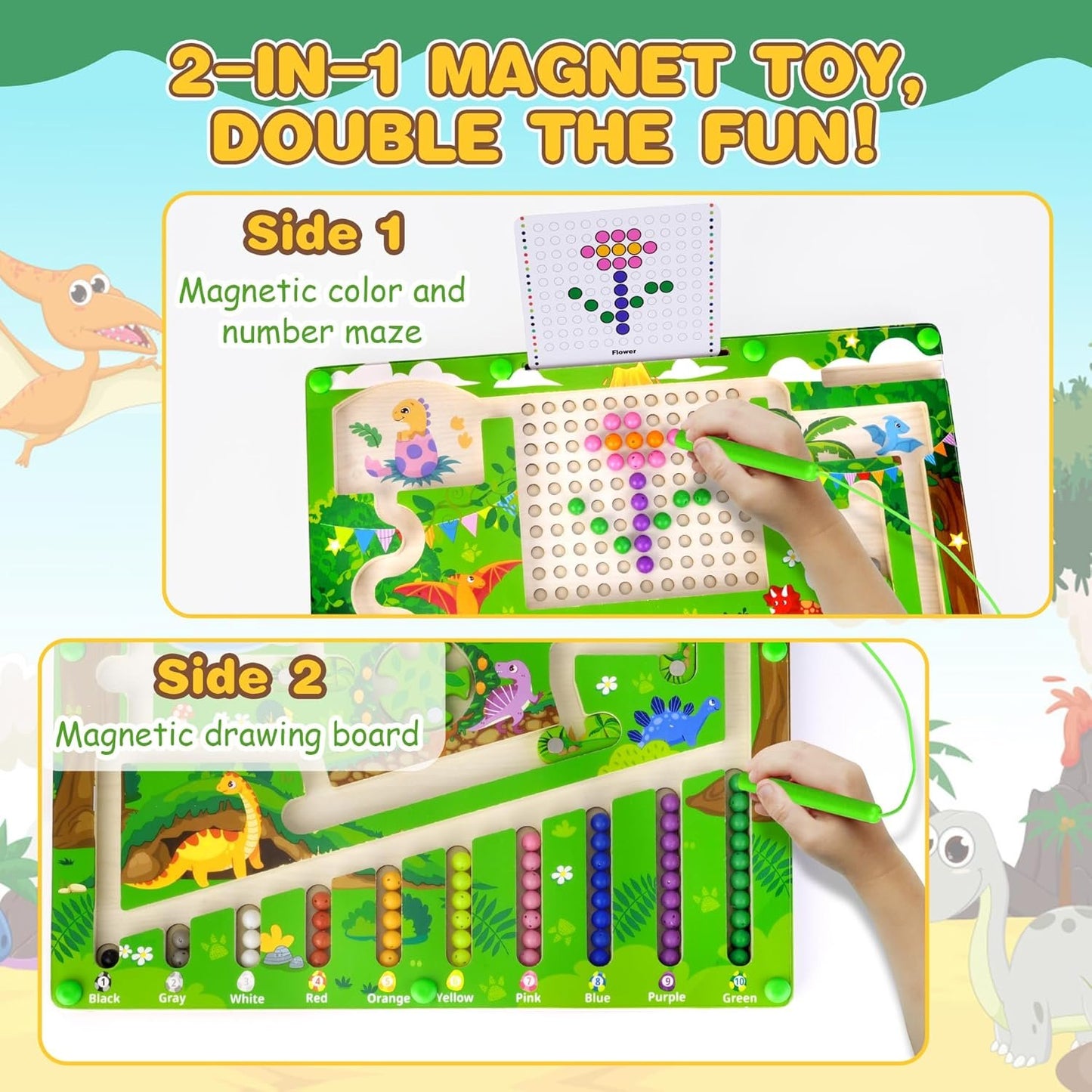 Magnetic Color and Number Maze, Montessori Toys for 3 4 5 Year Old Toddler Boys Girls, Magnet Drawing Board, Preschool Activities Educational Learning Toys, Gifts for Kids Birthday Christmas