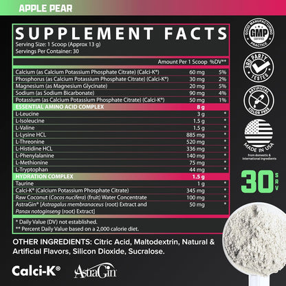 Nutrex Research EAA + Hydration Essential Amino Acids Supplement, Apple Pear 390 grams