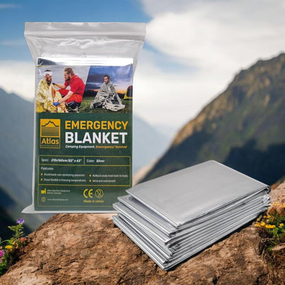 Atlas Adventure Equipment Emergency Survival Blanket, Mylar Thermal Blanket, Gigantic Space Blanket 82" x 63" (1)