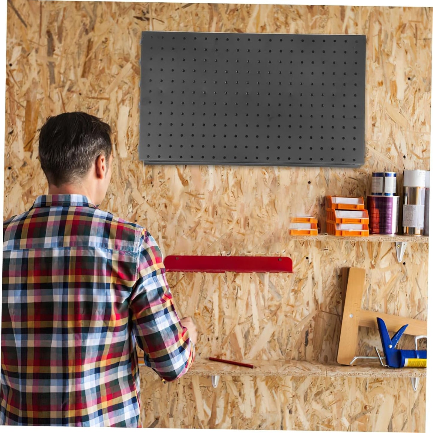 TEHAUX Pegboard Panel Storage System for Garage Workbench Sturdy Utility Organizer Wall Mounted Tool Display Durable Resistant for Efficient Workspace Organization