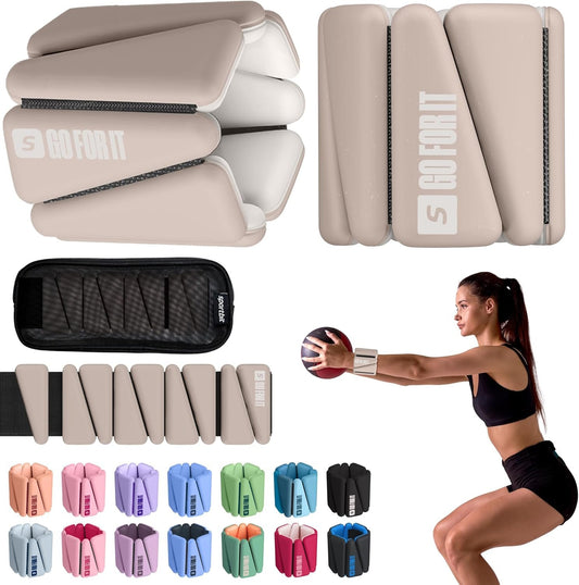 SPORTBIT Wrist and Ankle Weights for Women - Set of 2 (1lb Each) Wearable Ankle & Wrist Weights - Leg & Arm Bands, Silicone Weighted Bracelets for Workout, Walking, Running, Yoga, Pilates