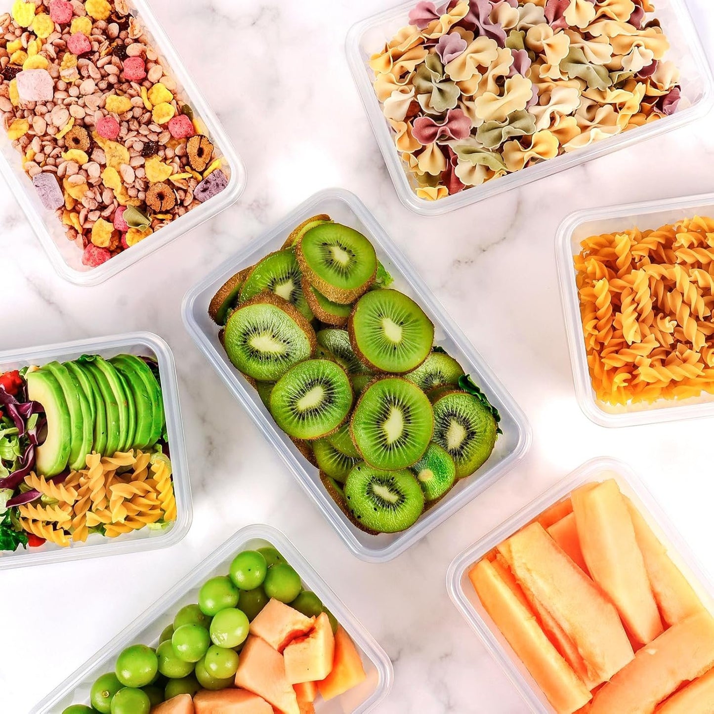 Feshory 10 Pack Meal Prep Containers & Bento Lunch Boxes with Leak Proof Lids - Food Storage Container, Freezer Containers, Fridge Organiser for Home & Kitchen Organisation