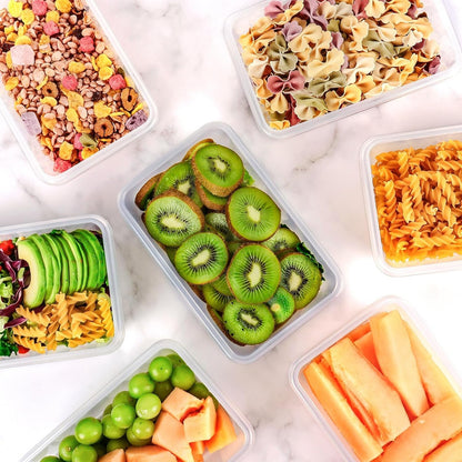 Feshory 10 Pack Meal Prep Containers & Bento Lunch Boxes with Leak Proof Lids - Food Storage Container, Freezer Containers, Fridge Organiser for Home & Kitchen Organisation