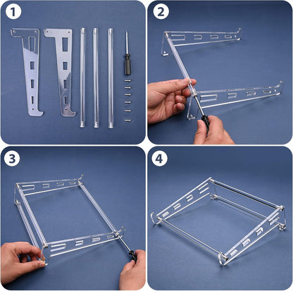 QUPIVA Acrylic Laptop Stand for Desk, Clear Ventilated Computer Stand Holder for Desk, Ergonomic Acrylic Sturdy Laptop Riser Compatible with MacBook Air Pro Dell Lenovo Thinkpad ASUS 9-16 Inch