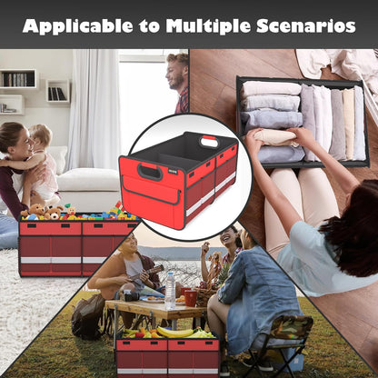Homeve Trunk Organizer, Car Storage, Reinforced Handles, Collapsible Multi-Compartment Car Organizers, Foldable, Waterproof, 2 Compartments, Suitable for Car Accessories, SUV (Red, Standard)
