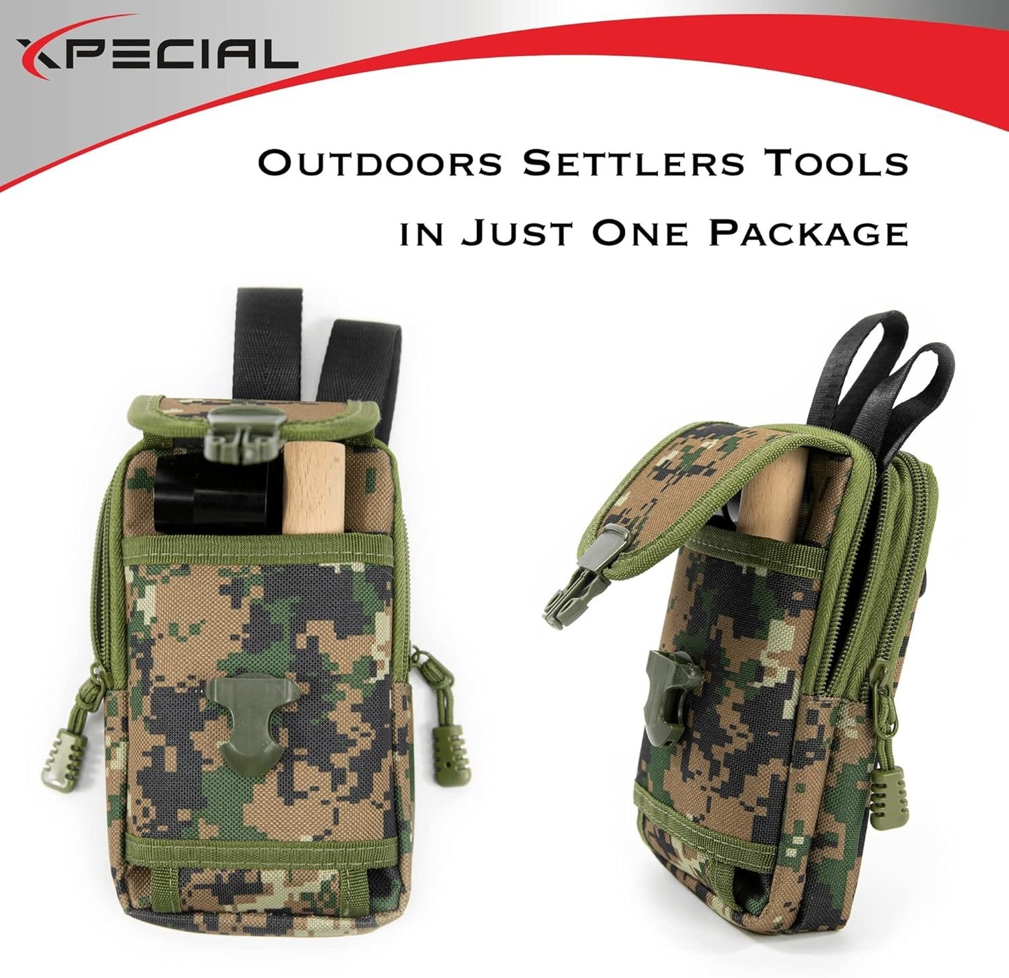 XPECIAL Survival Settlers Tool Set, Bushcraft Hand Auger Wrench with Pocket Chainsaw, Bushcraft Gear and Equipment Scotch Eye Wood Drill Peg and Manual Hole Maker Multitool for Camping, Bushcrafting