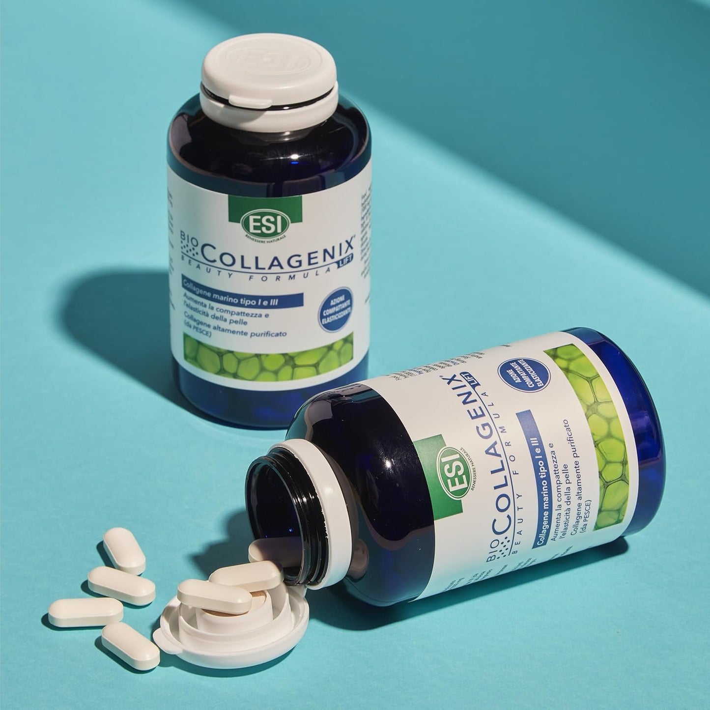 ESI, Biocollagenix, Food Supplement Based on Hydrolyzed Marine Collagen 1000 mg, Gives Firm Skin and Elasticity to the Face, Anti-Aging Supplements Gluten Free, 120 Tablets