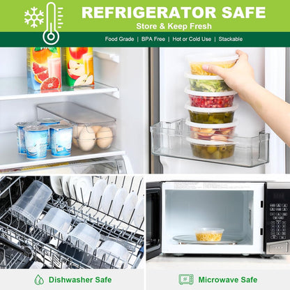 AOZITA 36 Sets 8 oz Plastic Deli Food Containers With Lids, Airtight Food Storage Containers, Freezer/Dishwasher/Microwave Safe, Soup Containers For Takeout Meal Prep Storage