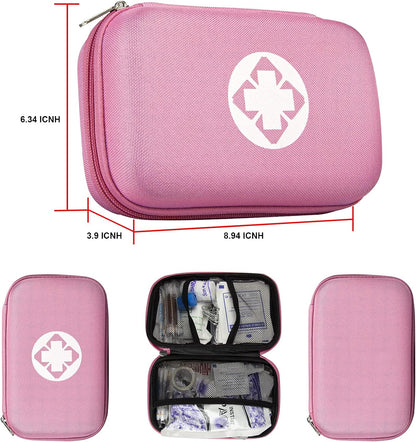 angel wish 276 PCS Emergency First Aid Kit for Home, Camping Essentials Emergencies Survival Gear for Outdoor Adventure First Aid Kits Refill Supplies for Car Hiking Skating Boating, Pink