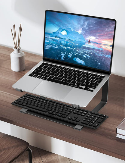 SOUNDANCE Laptop Stand for Desk, Metal Computer Riser, Heavy Stable PC Holder, Ergonomic Laptops Elevator for 12 to 17.3 Inches Notebook Computer, Black