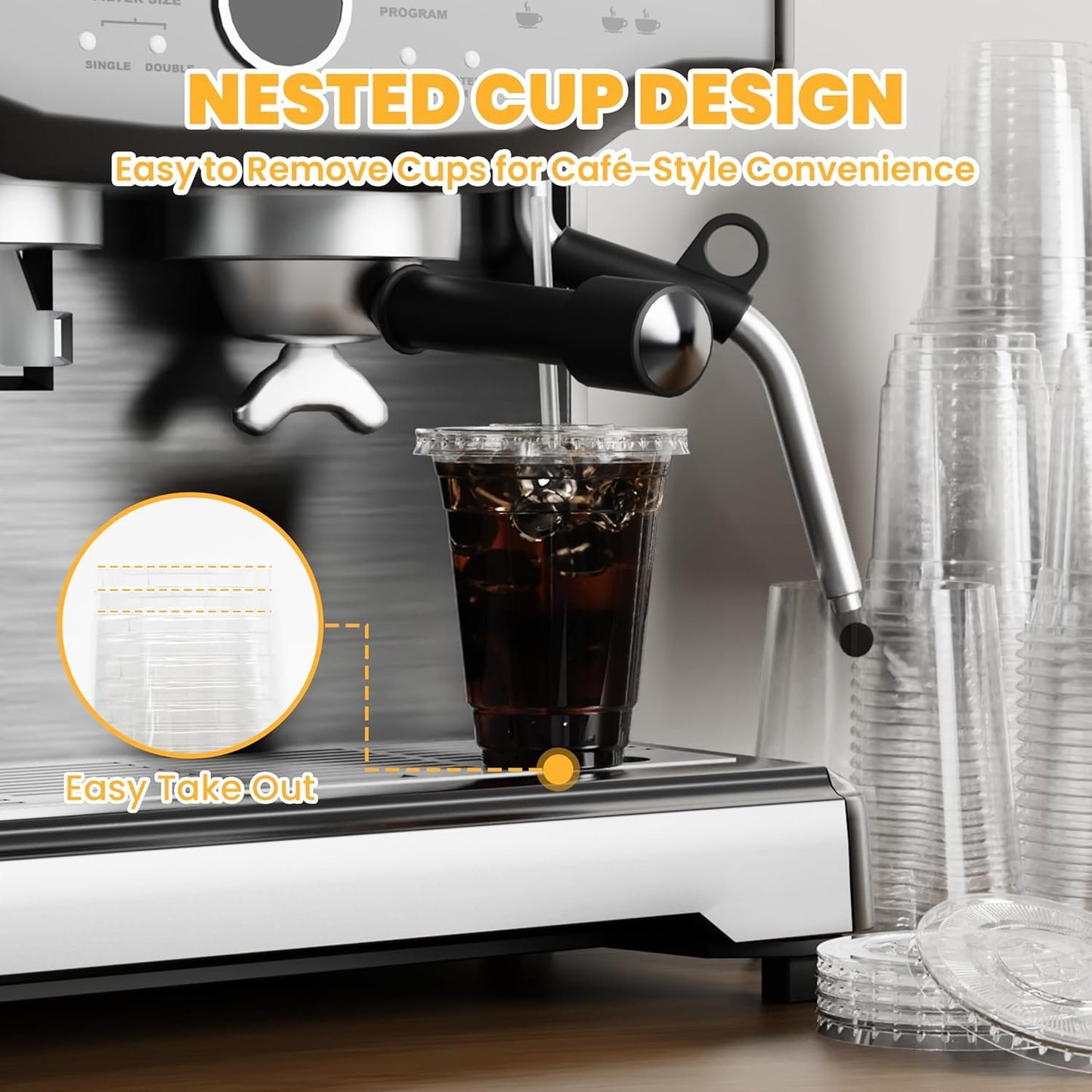 100Pcs 16 oz Plastic Cups with Lids and Straws, Disposable Clear Plastic Cups with Lids for Iced Coffee (16 oz)-Praty-Wedding-Celebration