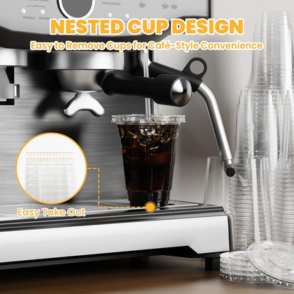 100Pcs 16 oz Plastic Cups with Lids and Straws, Disposable Clear Plastic Cups with Lids for Iced Coffee (16 oz)-Praty-Wedding-Celebration