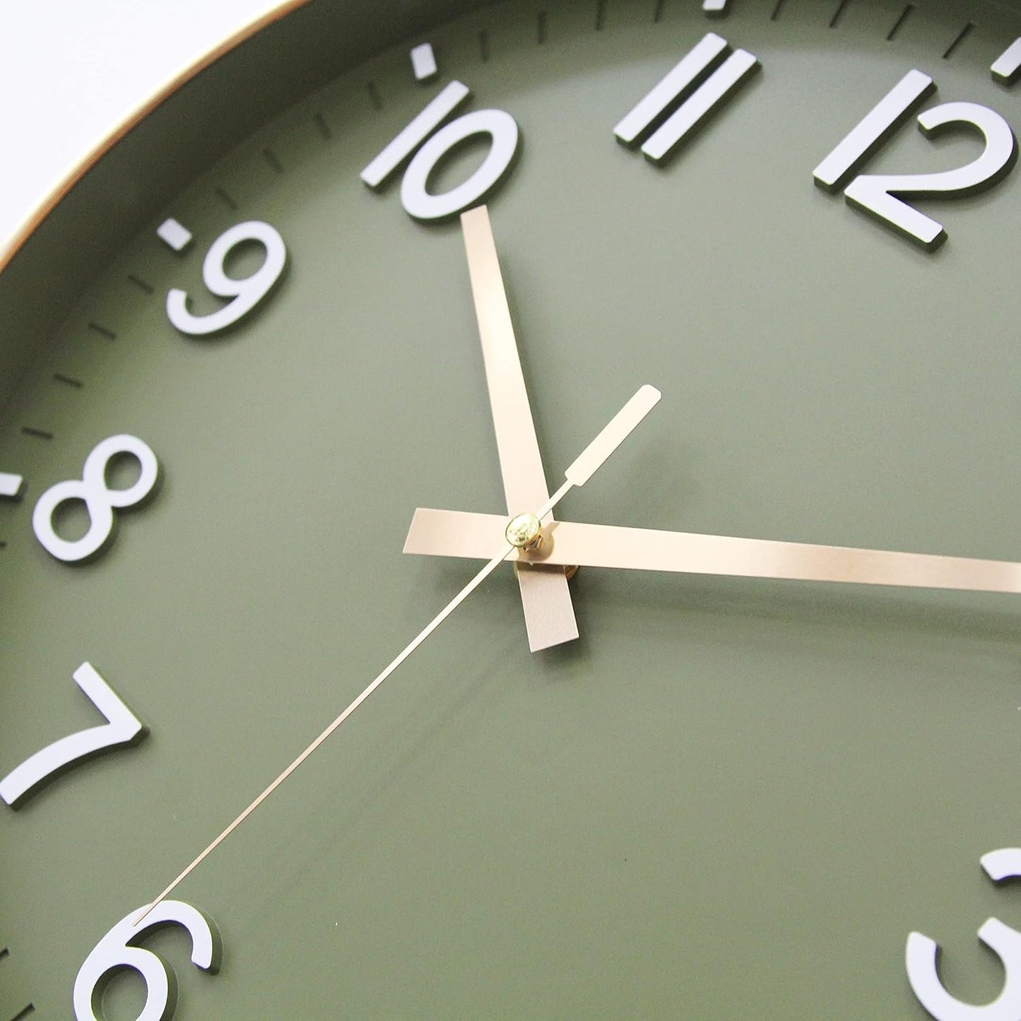 HZDHCLH Green Wall Clocks Battery Operated,12 inch Silent Non Ticking Modern Wall Clock for Home Living Room Bedroom Kitchen Office Classroom Decor