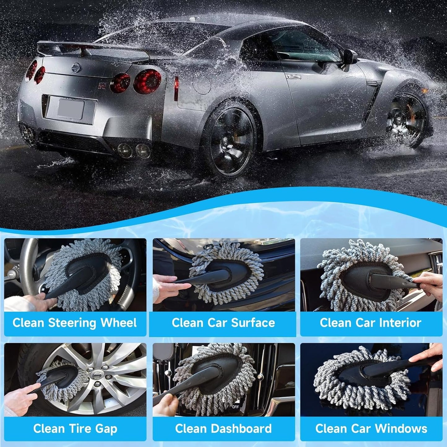 8 Pack Car Interior Duster Detailing Brush Set Cleaning Gel Kit All Purpose Detailing Brushes Accessories Essentials Supplies Tool for Cars, Trucks, SUVs, RVs, Motorcycles, & More