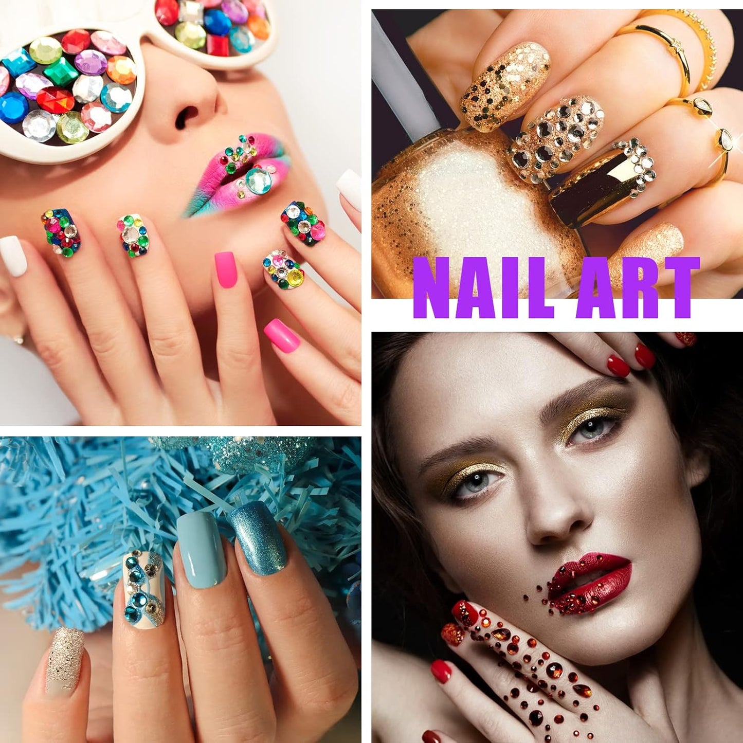 16 Sheets Glitter Gems Stickers Set, 3600 Pieces Self Adhesive Gem Stickers for Face Eyes Body, Women Accessories Rhinestone Stickers for Make Up Nail Art Decorations