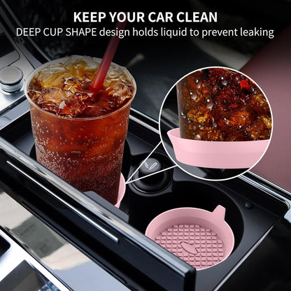 ME.FAN Car Coasters [4 Pack] Silicone Car Cup Coasters/Cup Mats - Universal Non-Slip Recessed Car Interior Accessories - Car Cup Holder Insert Coasters Dusty Rose