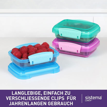 Sistema Lunch Collection Food Storage Containers, Assorted Colours, 3 Pack