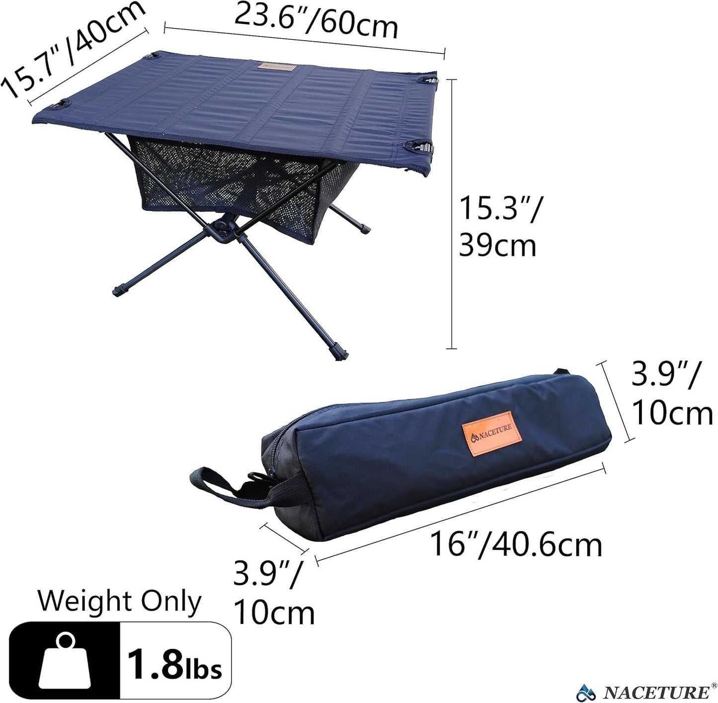 Ultralight Backpacking Table - Collapsible Camping Table with Storage Mesh for Camping Gear, Hiking Table and Mountaineering Table, Camp Table for Accessories and Outdoor Travel (Black) (Black)
