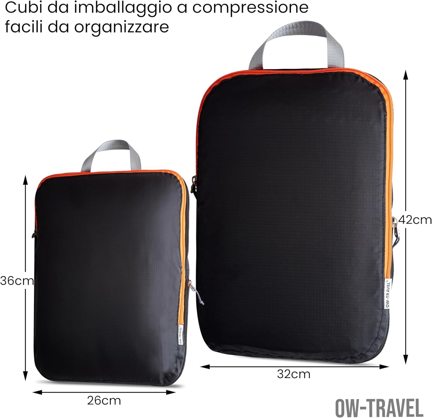 OW-Travel Compression Suitcase Organizer, Easy Organization, Travel Compression Cubes, 2 Medium and 1 Large for Backpack, Travel Accessories, Essential Holiday Gifts, 3 Pcs Black