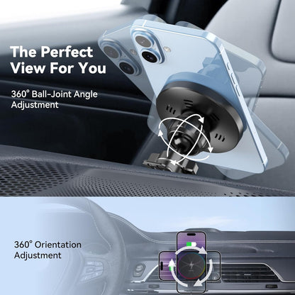 for Magsafe Car Mount Charger, 15W Magnetic Wireless Car Charger for iPhone, Magnetic Air Vent Car Holder Charger for iPhone 16 Pro Max/16/15/14 13 12/Samsung S25/S25+/Ultra, LED RGB Design