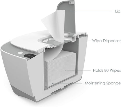PureBaby™ Wipe Warmer with Digital Display - Easy-Feed Dispenser with 3 Heat Settings, LCD Display, 80 Wipe Capacity, Naturally Steam Heated for Maximum Comfort and Safety for Baby
