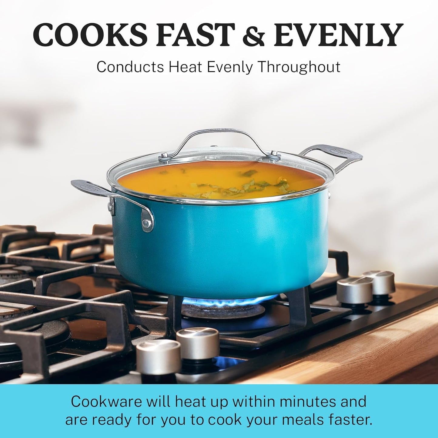 Gotham Steel Pots and Pans Set Nonstick, 20 Pc Non Stick Cookware Set, Long Lasting Nonstick Kitchen Set with Pan Set Pot Set Baking Set, Stay Cool Handles, Dishwasher Safe, 100% Toxin Free- Aqua Blue