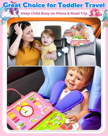 Gojmzo Busy Board Montessori Toys for Toddler Girl Gifts, Busy Book Sensory Toys for Toddlers, Learning Educational Toddler Travel Activities