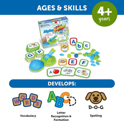 Learning Resources Alphablasters! Letter & Spelling Game - 85 Pieces, Ages 4+ Toddler Preschool Learning, Educational Indoor Games, Preschool Alphabet, Toddler Brain Games