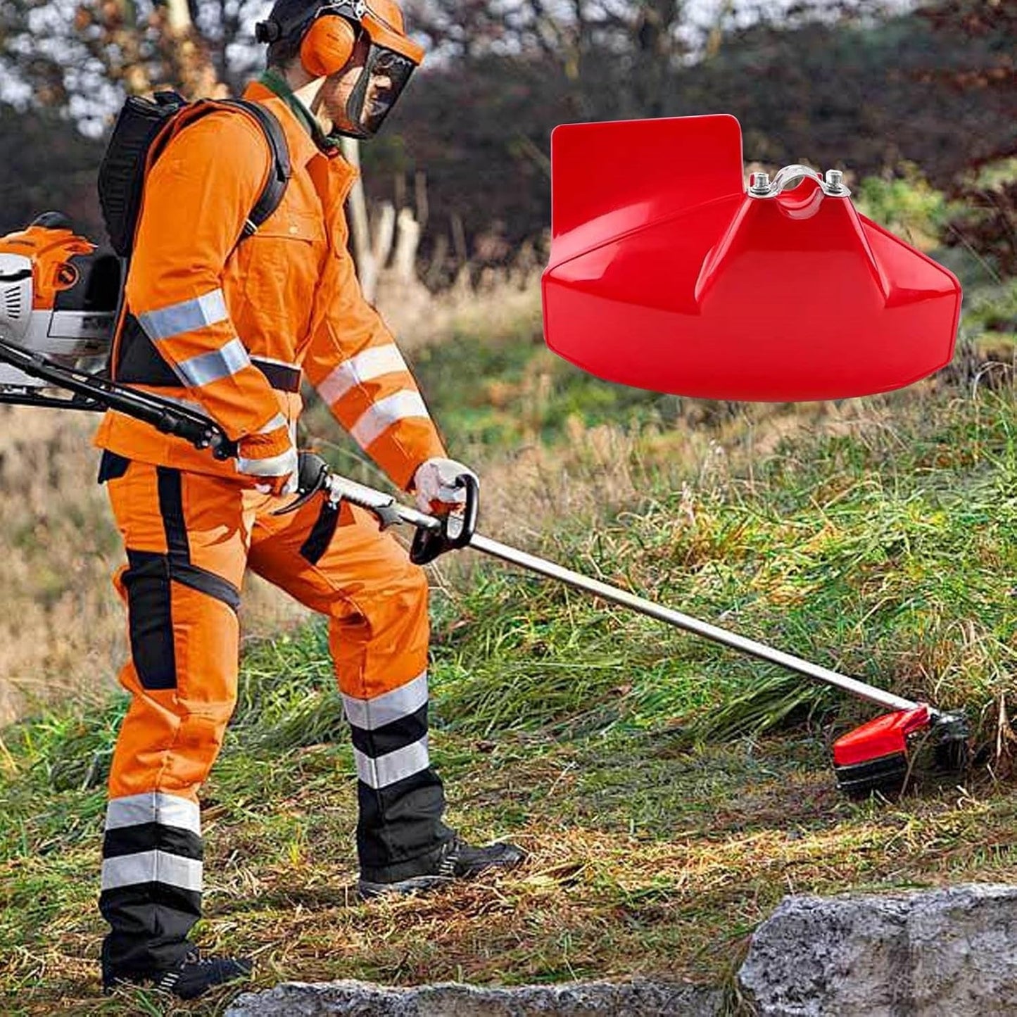 Weeder Protective Cover, Lawn Mower Guard Board Shield, Rugged Construction Safety Tool, Perfect for Trimmers, Lawnmowers, and Irrigation Equipment in Yard Maintenance, 280 g Red
