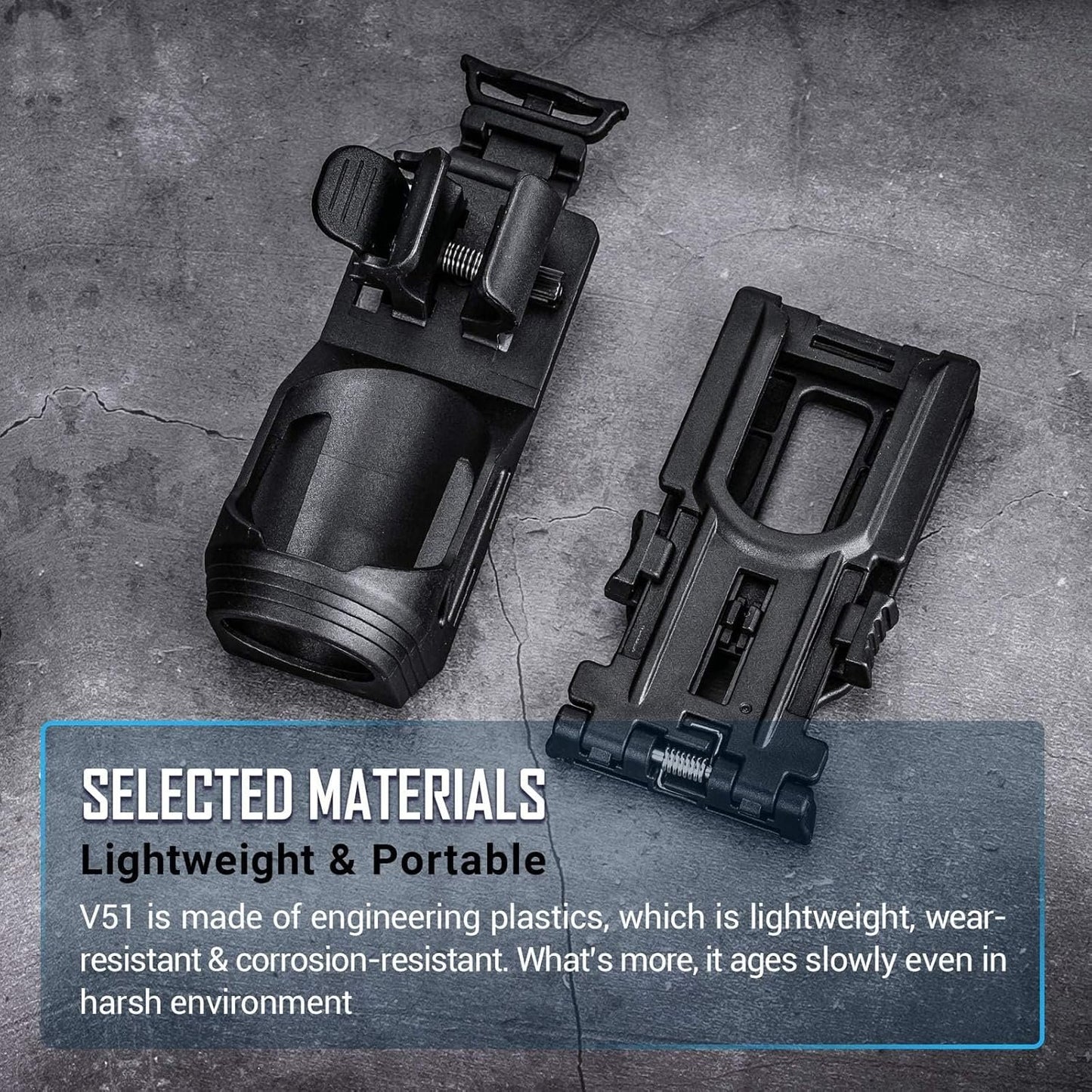 Nextorch V5 Tactical Flashlight Holster with Lever Side Lock System Only for 1"-1.25" Diameter Flashlight (Holster Head Diameter 0.78"-1.18" Bottom Diameter 1.18") (V51)