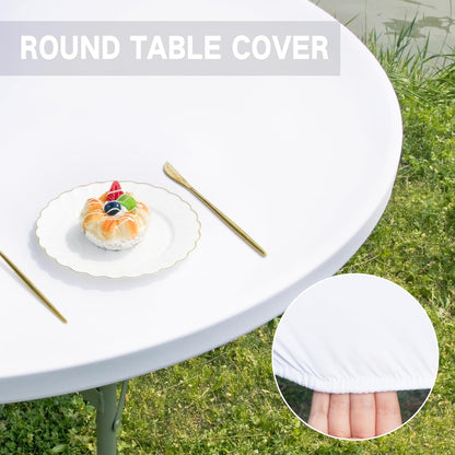 Nacuci Round Fitted Table Cover Elastic Tablecloth 5ft Stretch Spandex Table Top Cover for Dining Indoor Outdoor Party Black 60 Inch