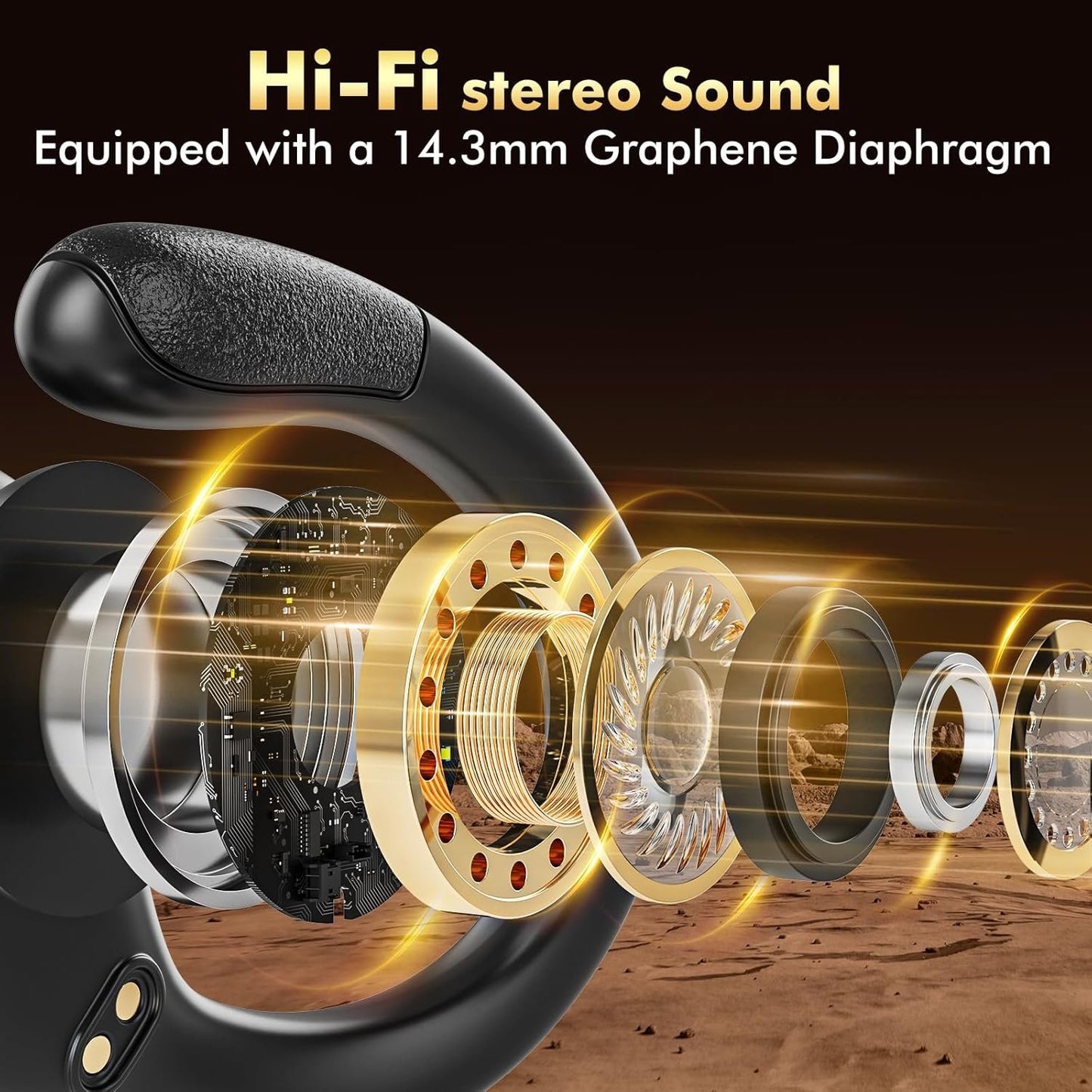 Wireless Earbuds Bluetooth Headphones 80hrs Playback Ear Buds Power Display with Noise Canceling Mic with Earhooks for Sports/Workout/Running Black