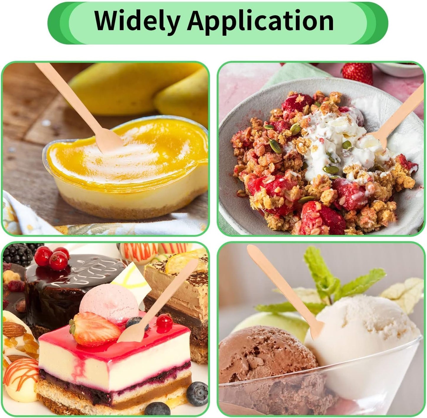 Disposable Small Wooden Ice Cream Spoons 3.8", 200 Counts Mini Wooden Tiny Spoons, 100% Biodegradable Compostable Wooden Cutlery Cake Dessert Yogurt Tea Spoons for Party, Picnics